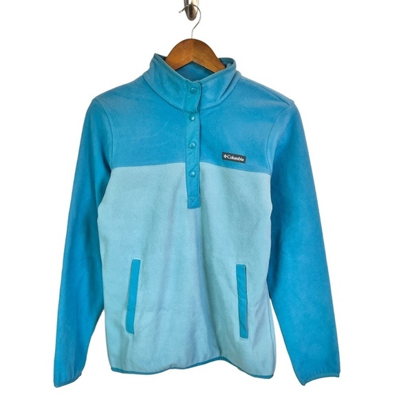 NWT Columbia Womens Blue Snap T Fleece Pullover Hiking Jacket Small - Picture 1 of 6